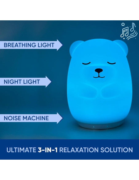 Dispositivo de Respiración 3 en 1 Rainlax Oso - Luz Nocturna y Ruido Blanco Dispositivo de Respiración 3 en 1 Rainlax Oso - Luz Nocturna y Ruido Blanco