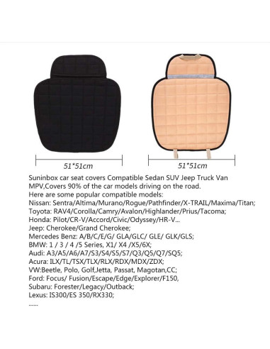 Funda de Asiento de Coche Suninbox Gris Transpirable y Antideslizante