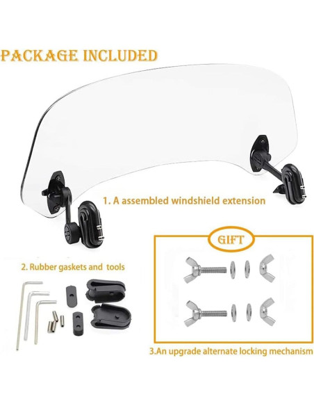 Extensión de Parabrisas Ajustable Motoparty para Motocicleta - Universal Clip-on Extensión de Parabrisas Ajustable Motoparty para Motocicleta - Universal Clip-on