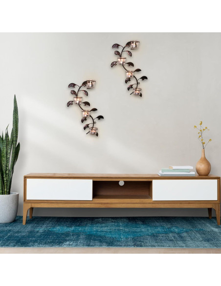 Soporte de Vela de Pared Hosley en Forma de Hoja, Conjunto de 2 Soporte de Vela de Pared Hosley en Forma de Hoja, Conjunto de 2