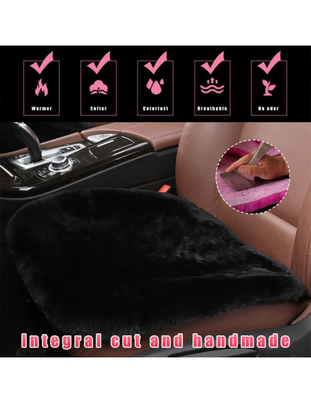 Cojín de Asiento de Cordero Ohleats Negro 43.9x43.2cm Suave Cojín de Asiento de Cordero Ohleats Negro 43.9x43.2cm Suave