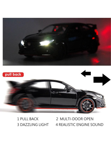Coche de Aleación Honda Civic Type-R 1:32 con Sonido y Luz