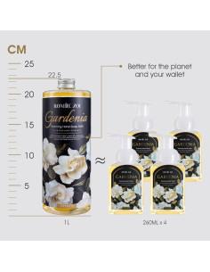 Juego de Recarga Jabón Espumoso Gardenia 3x1000ml + Dispensador 2