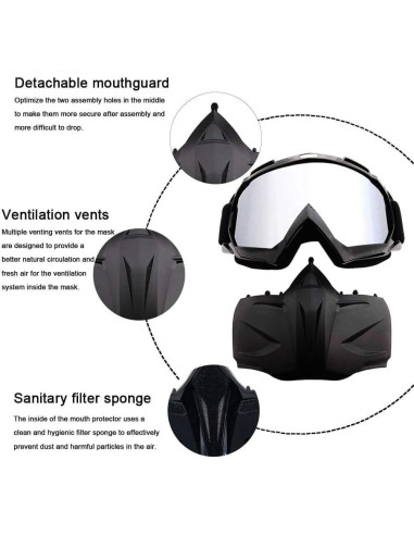 Gafas de Motocicleta SPOSUNE con Máscara Desmontable UV400