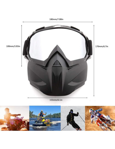 Gafas de Motocicleta SPOSUNE con Máscara Desmontable UV400 Gafas de Motocicleta SPOSUNE con Máscara Desmontable UV400