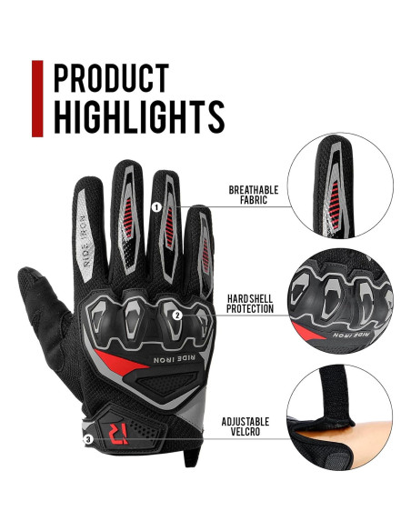 Guantes de Motocicleta RIDEIRON Oro Mediano Transpirables Guantes de Motocicleta RIDEIRON Oro Mediano Transpirables