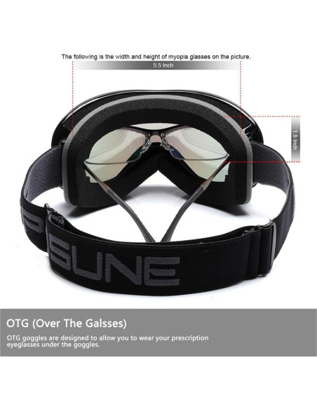 Gafas de Esquí SPOSUNE OTG Antivaho UV para Adultos y Jóvenes Gafas de Esquí SPOSUNE OTG Antivaho UV para Adultos y Jóvenes