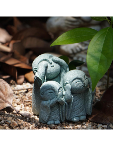 Estatua Jizo Japonesa OwMell 3 Monjes de Arenisca Decorativa Estatua Jizo Japonesa OwMell 3 Monjes de Arenisca Decorativa