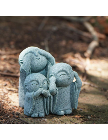 Estatua Jizo Japonesa OwMell 3 Monjes de Arenisca Decorativa Estatua Jizo Japonesa OwMell 3 Monjes de Arenisca Decorativa