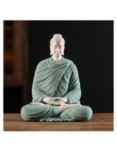 Estatua de Buda de Cerámica Verde 15 cm Houlu Decoración