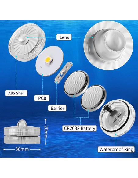Luces LED Sumergibles HL 12pcs Blancas Cálidas a Prueba de Agua Luces LED Sumergibles HL 12pcs Blancas Cálidas a Prueba de Agua