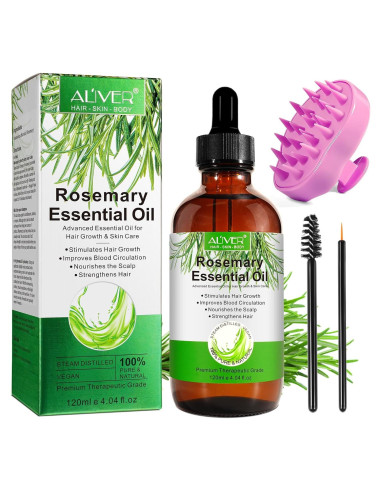 Aceite Esencial de Romero Puro 120 ml con Masajeador