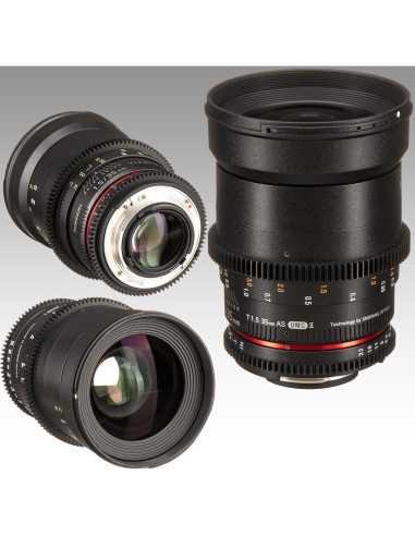Lente Cine Rokinon 35mm T1.5 Montura F + Kit de Filtros 14 Pzs