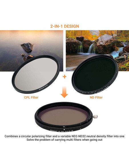 Filtro ND Variable 49mm PROfezzion PNC-49 CPL 5 Paradas Filtro ND Variable 49mm PROfezzion PNC-49 CPL 5 Paradas