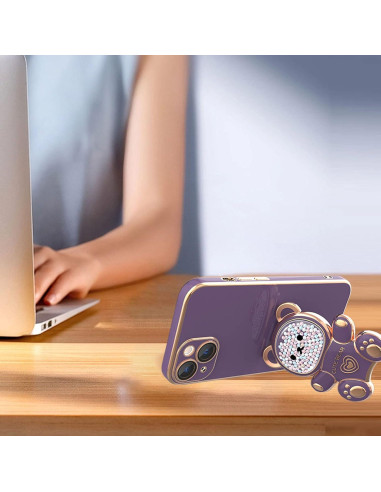 Funda Losin para iPhone 14 Pro Max con Soporte Oso Negro