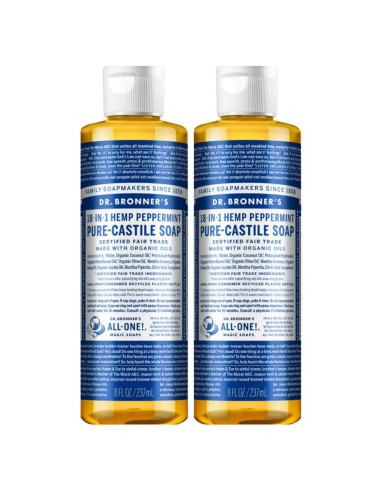Jabón Líquido Orgánico Dr. Bronner Menta 2x227g - Multiusos 18-en-1