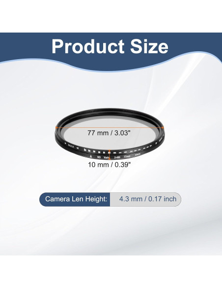 Filtro ND Variable PATIKIL 77mm Densidad Neutra Ajustable Filtro ND Variable PATIKIL 77mm Densidad Neutra Ajustable
