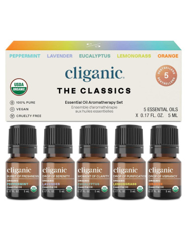 Set de Aceites Esenciales Orgánicos Cliganic - 5 x 5 ml