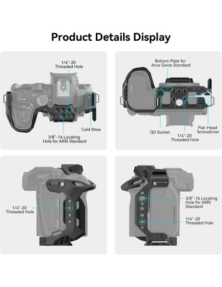Jaula SmallRig R7 para Canon R7 - Aluminio, Placa Rápida Jaula SmallRig R7 para Canon R7 - Aluminio, Placa Rápida