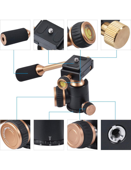 Cabezal de Trípode Bestshoot Universal con Placa Rápida 1/4" Cabezal de Trípode Bestshoot Universal con Placa Rápida 1/4"