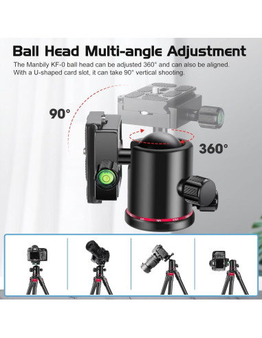 Cabeza de bola Manbily KF-0 para trípode 360 con placa Arca Swiss