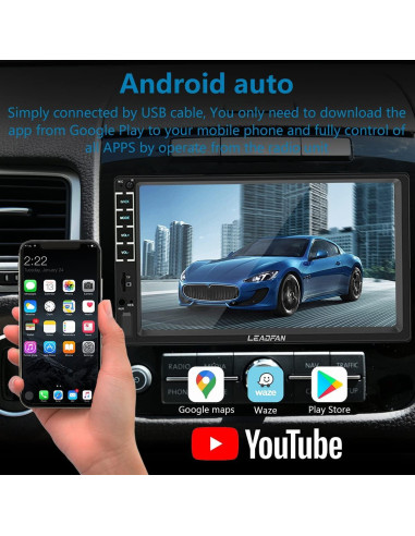 Estéreo de coche Leadfan N7C Double Din 7" con Carplay y Android Auto