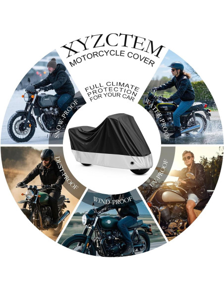 Cubierta de Motocicleta Impermeable XYZCTEM 91" (231 cm) con Bolsa Cubierta de Motocicleta Impermeable XYZCTEM 91" (231 cm) con Bolsa
