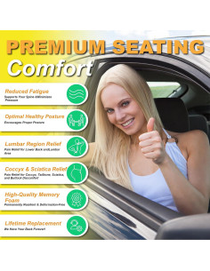 Cojín de Asiento Kingphenix con Almohada Lumbar - Espuma Viscoelástica 2