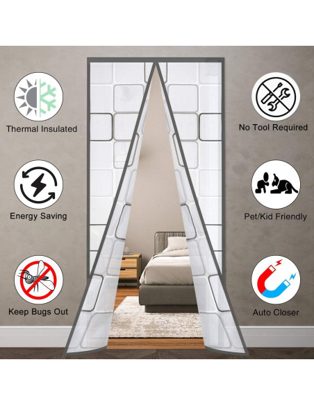 Cortina de Puerta Aislante SANJIANKER 90 x 204 cm Gris Cortina de Puerta Aislante SANJIANKER 90 x 204 cm Gris