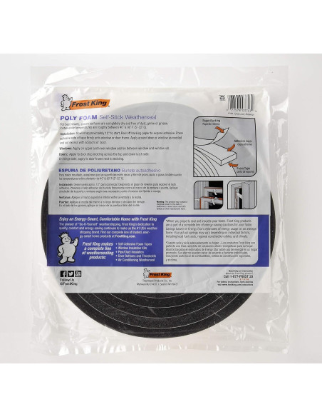 Cinta Autoadhesiva de Espuma Frost King L346 5.18 m x 1.9 cm Cinta Autoadhesiva de Espuma Frost King L346 5.18 m x 1.9 cm