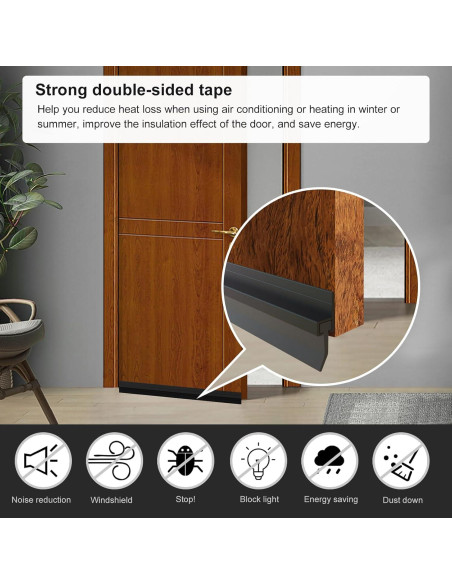Burlete Cortable para Puertas YYGCL 99 cm Negro - 2 Unidades Burlete Cortable para Puertas YYGCL 99 cm Negro - 2 Unidades