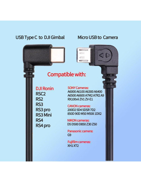 Cable de Control USB-C a Micro para Estabilizador DJI RS4 Pro Cable de Control USB-C a Micro para Estabilizador DJI RS4 Pro