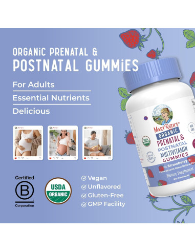 Vitaminas Prenatales Orgánicas MaryRuth 30 Gominolas Veganas