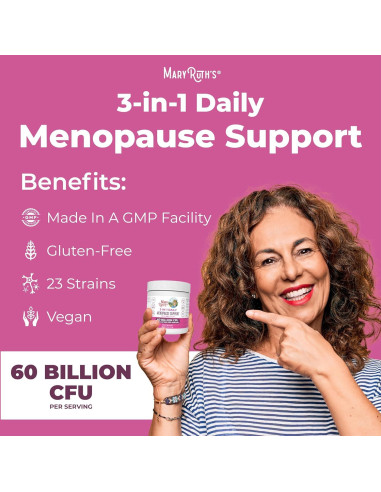 Suplemento Probiotico MaryRuth 3-en-1 Menopausia 60 Mil Millones CFU