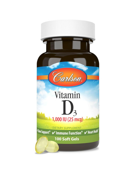 Carlson Vitamina D3 1000 UI 25 mcg Cápsulas Blandas 100 Unidades Carlson Vitamina D3 1000 UI 25 mcg Cápsulas Blandas 100 Unidades