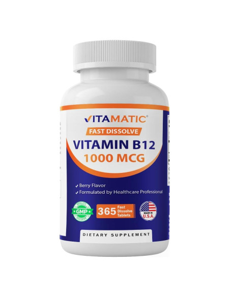 Vitamatic Vitamina B12 1000 mcg 365 Tabletas Sabor Frutos Rojos Vitamatic Vitamina B12 1000 mcg 365 Tabletas Sabor Frutos Rojos