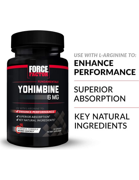 Suplemento Yohimbina Force Factor 30 Cápsulas 6mg Absorción Superior Suplemento Yohimbina Force Factor 30 Cápsulas 6mg Absorción Superior