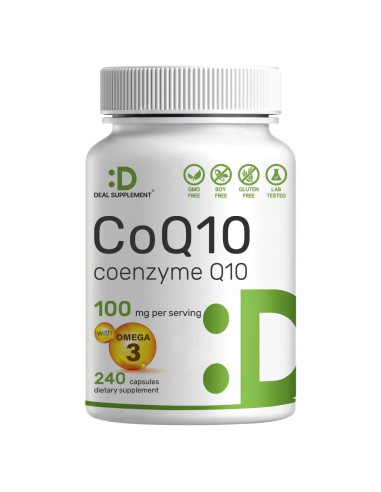 Suplemento CoQ10 100mg con Omega 3 240 Cápsulas - Deal Supplement