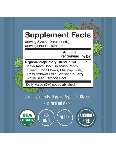Gotas de Suplemento Herbal MaryRuth Organics 30ml - Kava Calmante