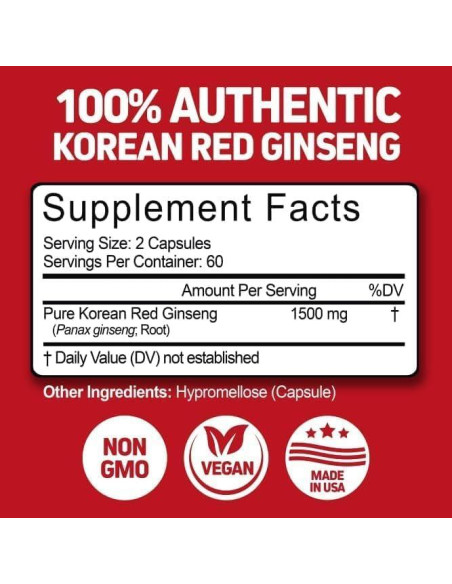 Suplemento Energético Ginseng Rojo Panax Herbtonics 1500mg 120 Cápsulas Veganas Suplemento Energético Ginseng Rojo Panax Herbtonics 1500mg 120 Cápsulas Veganas