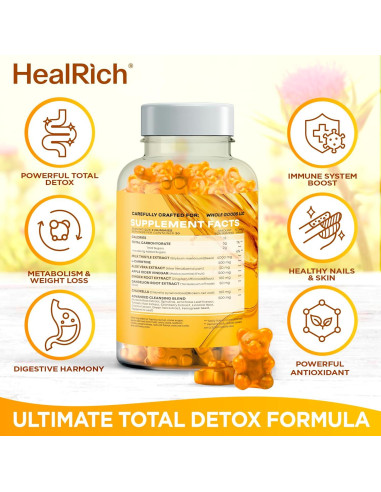 Gomitas Detox Total HealRich - 4000mg Cardo Mariano y L-Carnitina