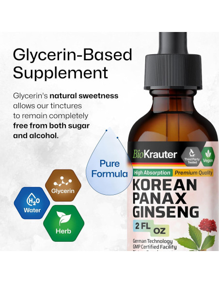 Extracto Líquido de Ginseng Rojo Coreano BIO KRAUTER 60 ml - Vegano Extracto Líquido de Ginseng Rojo Coreano BIO KRAUTER 60 ml - Vegano