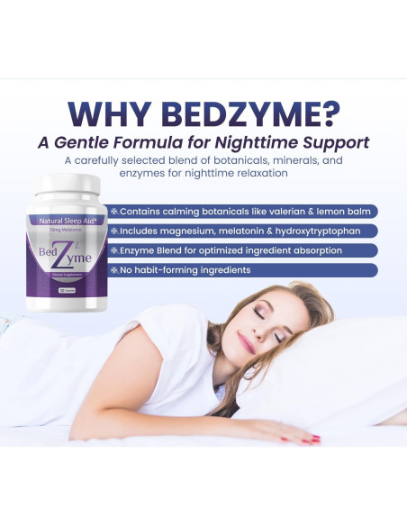 Suplemento para Dormir BedZyme 60 Cápsulas 10mg Melatonina Suplemento para Dormir BedZyme 60 Cápsulas 10mg Melatonina