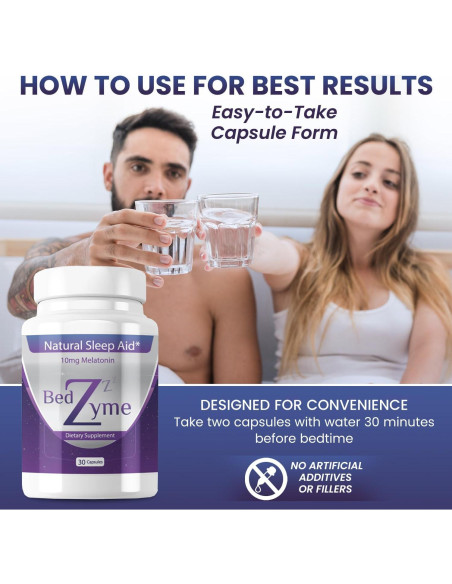 Suplemento para Dormir BedZyme 60 Cápsulas 10mg Melatonina Suplemento para Dormir BedZyme 60 Cápsulas 10mg Melatonina