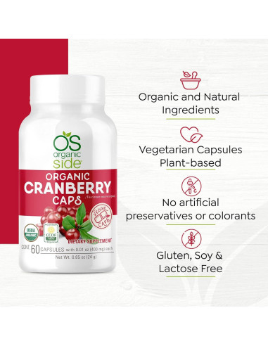 Cápsulas Orgánicas de Arándano OS Organic Side - 60 Unidades