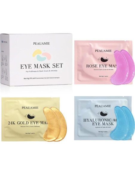 Parches para Ojos LIYALAN - 30 Pares con Ácido Hialurónico y Oro 24K Parches para Ojos LIYALAN - 30 Pares con Ácido Hialurónico y Oro 24K