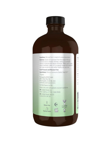 Aceite de Ricino Orgánico NOW 473 ml - Cuidado Piel y Cabello