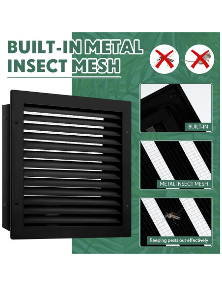 Rejilla de Ventilación de Gablete Hicarer 30.48x30.48 cm Negra Rejilla de Ventilación de Gablete Hicarer 30.48x30.48 cm Negra