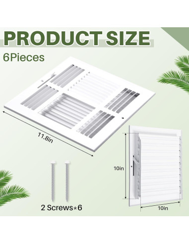 Cubiertas de Ventilación VIHOSE 6 Pcs 25.4 cm Cuadradas Blancas