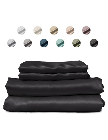 Juego de Sábanas de Seda Queen Colorado Home Co 4 Piezas Negro